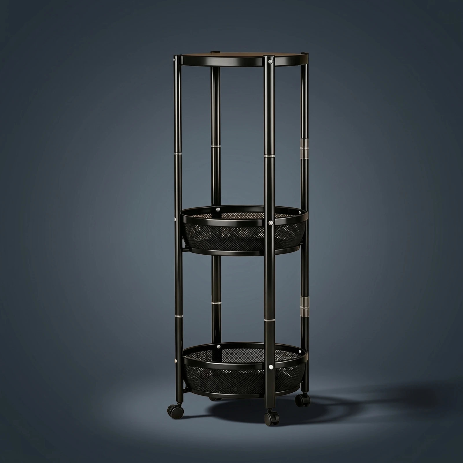 Rolling Cart with Table Top Compact 3-Tier Storage Trolley Rolling Side Table Mobile Furniture Movable for Kitchen, Living Room