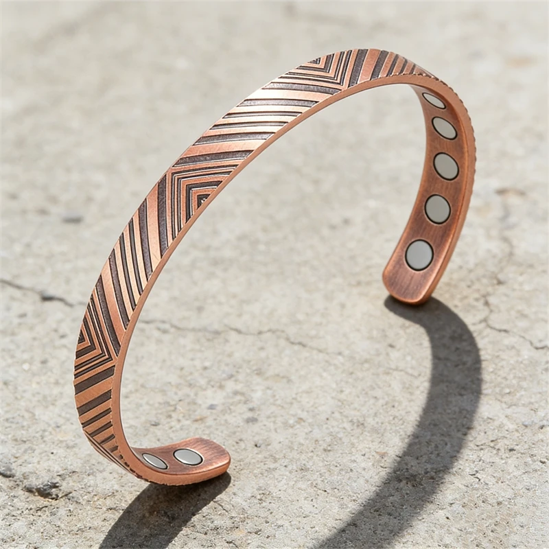 Adjustable Magnetic Bracelet for Arthritis Pain Relief - 100% Pure Copper Cuff Bangle Unisex Therapy Jewelry for Health & Energy