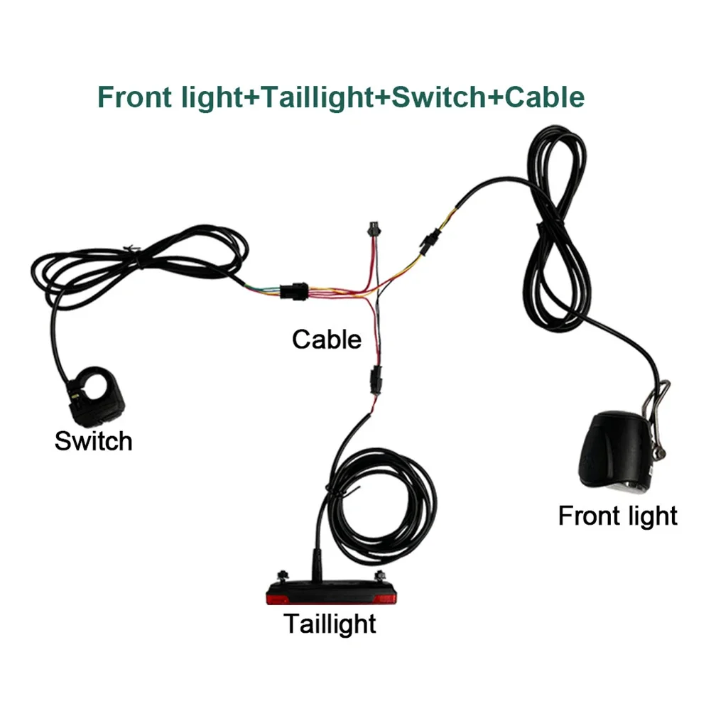 12~72V Electric Bike Front/Rear Light Set Ebike Headlight Tail LED Brake Lamps Electric Bicycle 2 In 1 Switch Modification Parts