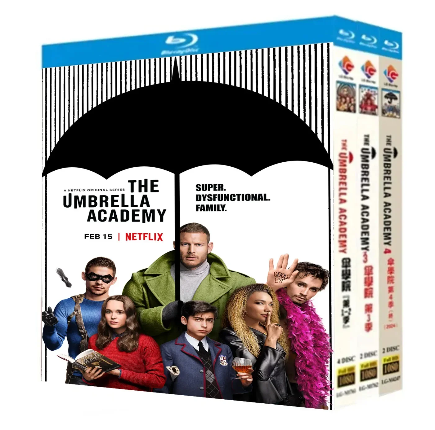 The Umbrella Academy Temporada 1-4 ‎   Blu-ray BD, Caja de 8 Discos, Todas las Regiones, Audio en Inglés, Disco Blu-ray, Alta Definición BD