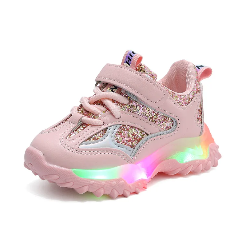 2024 Summer Sneakers Kids Fashion Girls LED Light Shoes Letter Mesh Breathable  Luminous Shoes Casual Sports Shoes Boys Shoes