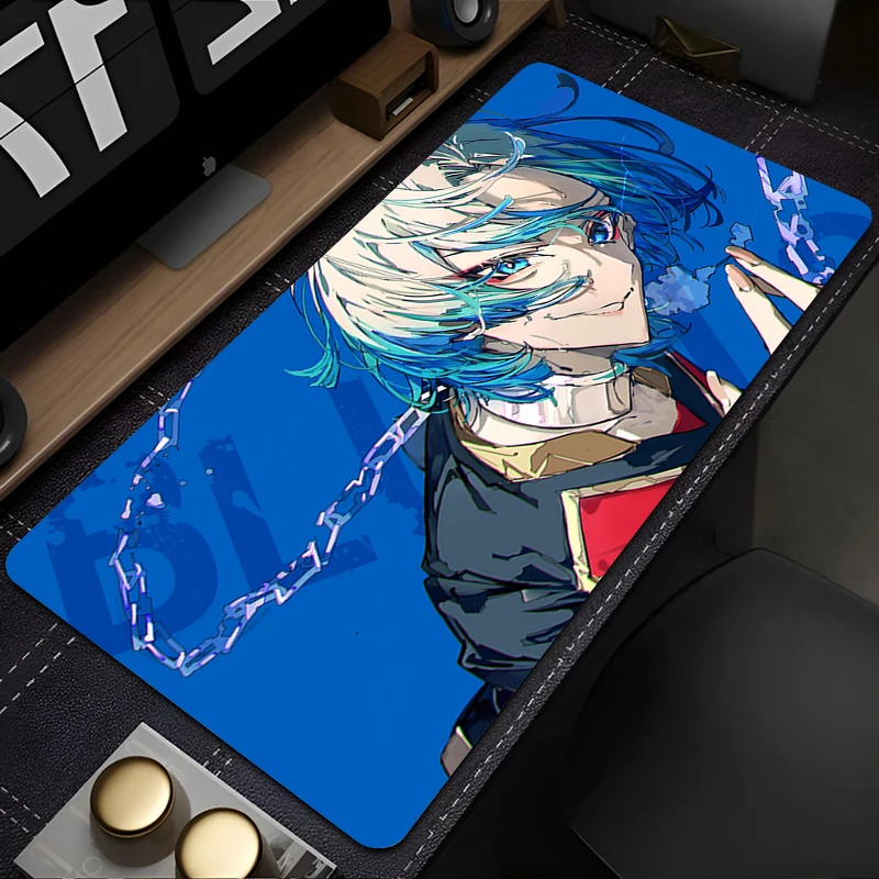 Mouse Pad Rubber PC Gamer Cabinet Mousepad Laptop Anime Bachira Meguru Extended Desk Mat Large Blue Lock Football Keyboard Rug