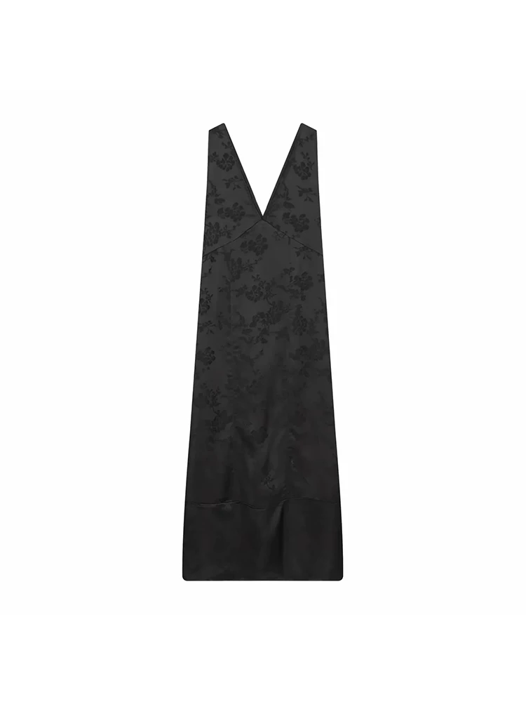 Women New Dress Autumn Style Black Halter Neck Velour Sexy Patterned Dress Elegant and Sleeveless Dress