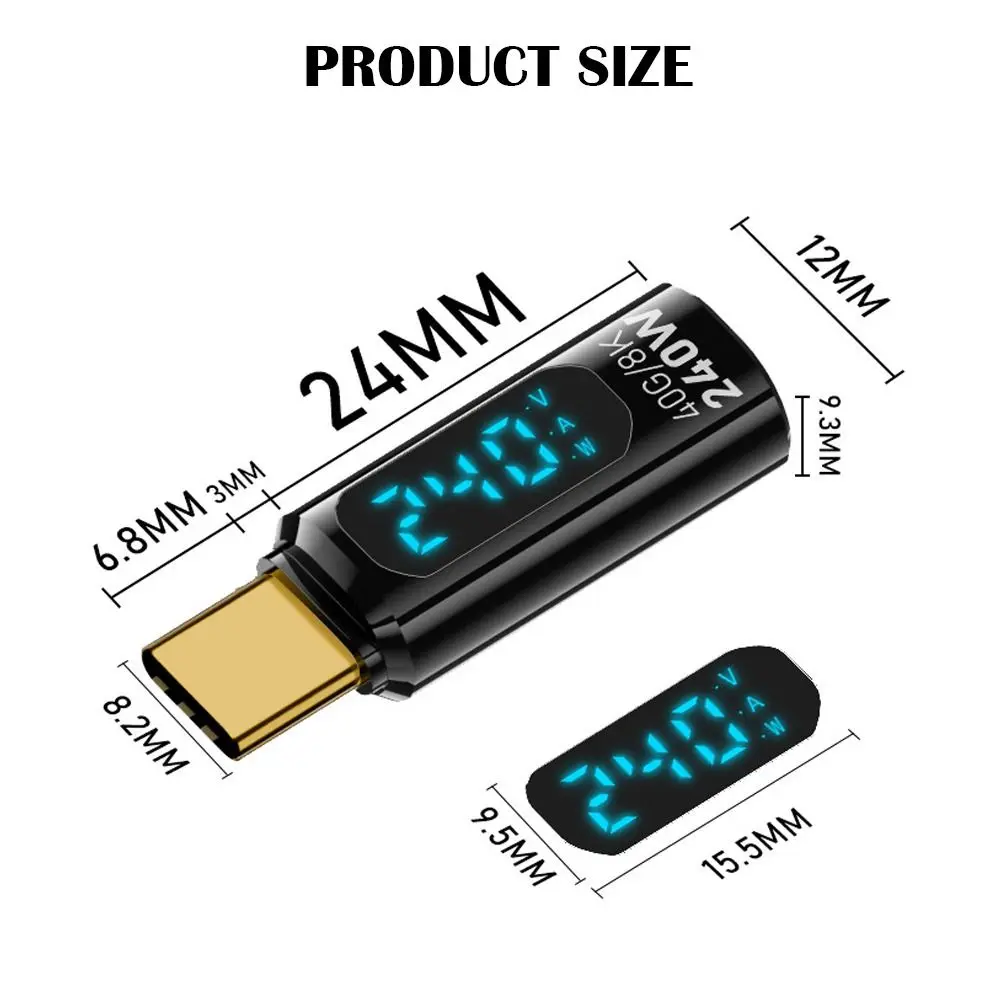 1 PCS Digital LED Display USB 4 Type-C Adapter 8K 60HZ PD 240W Power Meter Tester Full Function Smart Chip OTG Converter Laptop