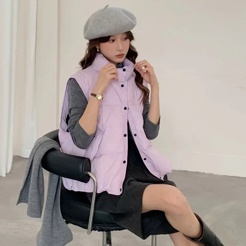 

Осень-зима 2025 г., новый женский пуховый жилет для поездок на работу, модный жилет на белом утином пуху, топ