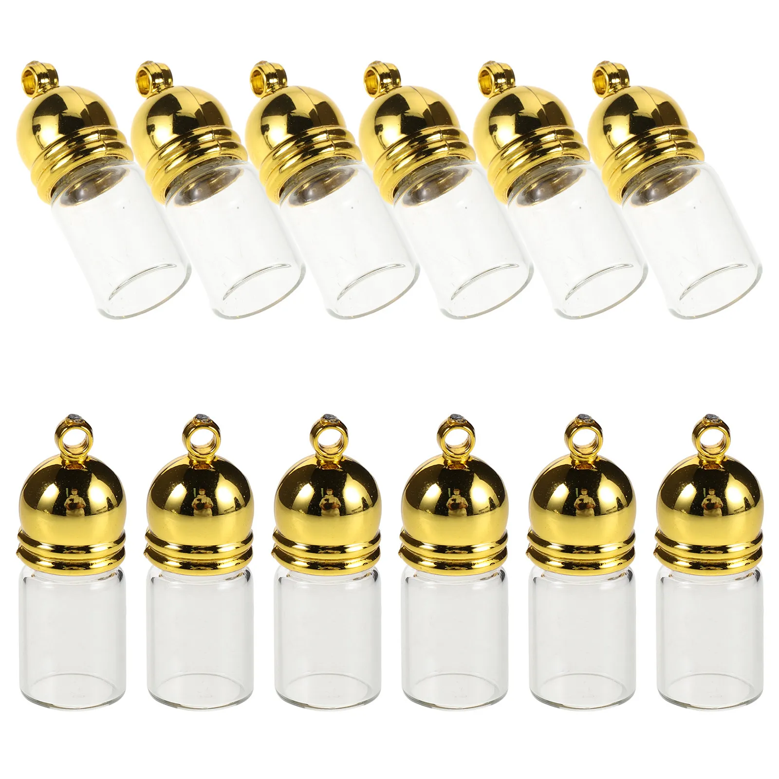12Pcs Mini Glass Bottle Pendant Charms for Necklaces Keychains Refillable Essential Oil Perfume Vial Jewelry Making Decor