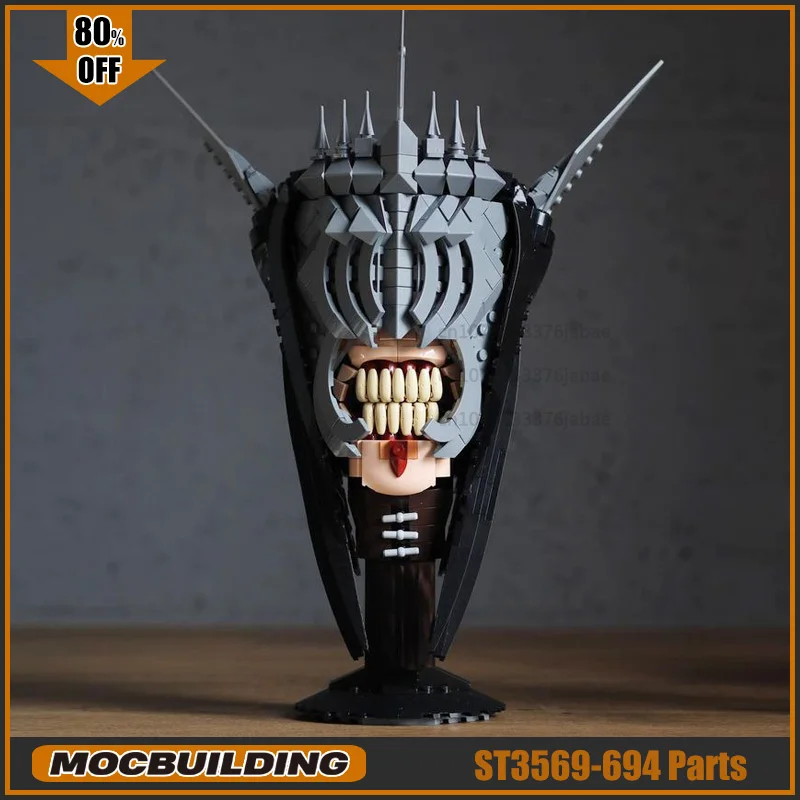 

Movie Serie Mouth of The People MOC Building Block Iconic Helmet And Menacing Smile Collection Display Model Toys Gifts