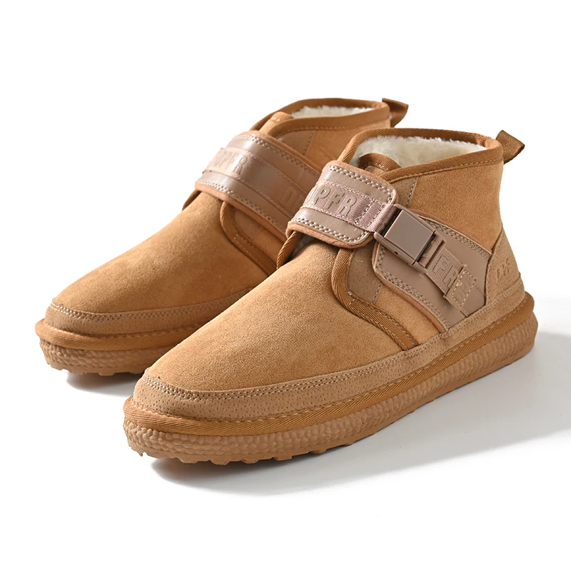 

Northern Men's Short Snow Boots Casual Fashion Buckle Middle Help Lightweight Warm Booties for Winter PU Leather And Fleece L...