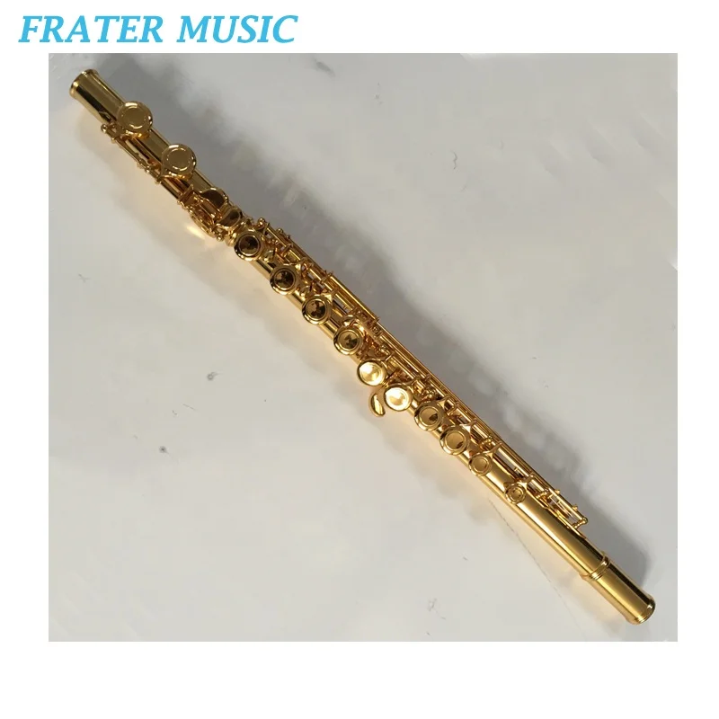 High Quality C Tone16 Closed Holes Gold Plated Metal Flute With Cupronickel Body (JFL-700G)