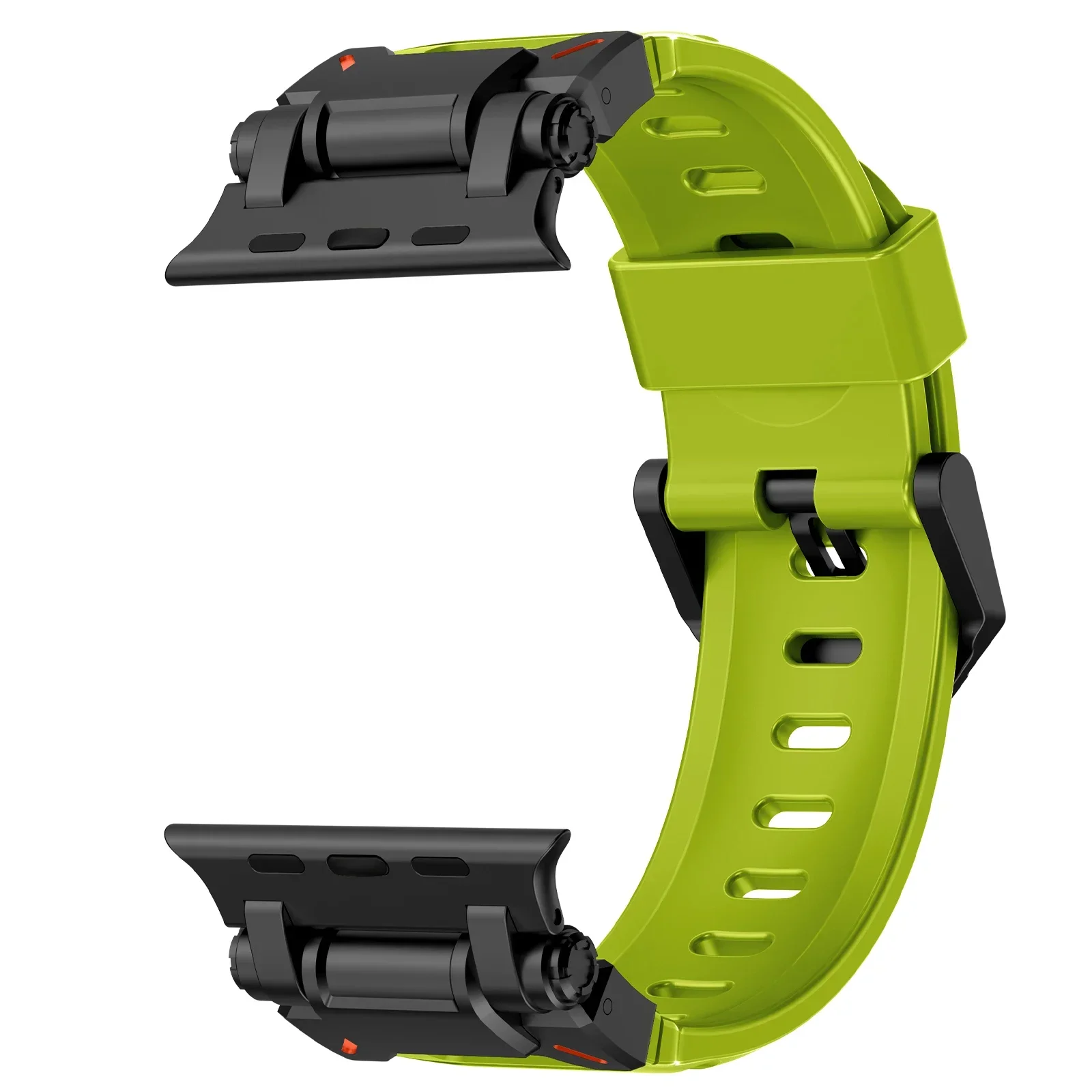 ไทเทเนียมสี Fluororubber สําหรับ Apple Watch Ultra 2 49 มม.44 มม.42 45 มม.ซิลิโคนกีฬาสําหรับ Iwatch Series 9 8 7 6 5 Se