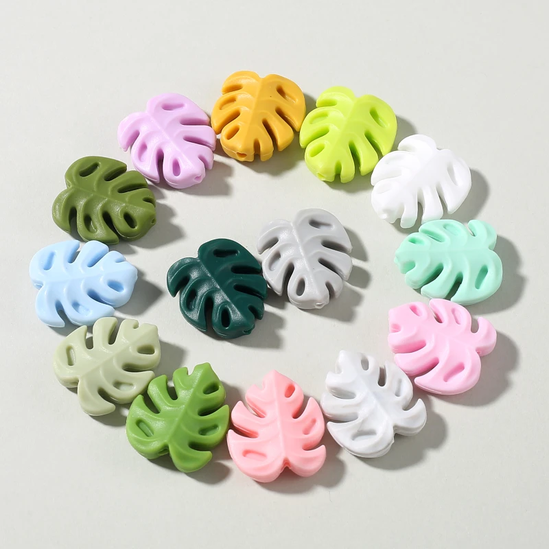 10Pcs Leaves Cross Silicone Bead Food Grade Teether Teething Bead For DIY Bracelet Baby Pacifier Chain Oral Nursing Accessories