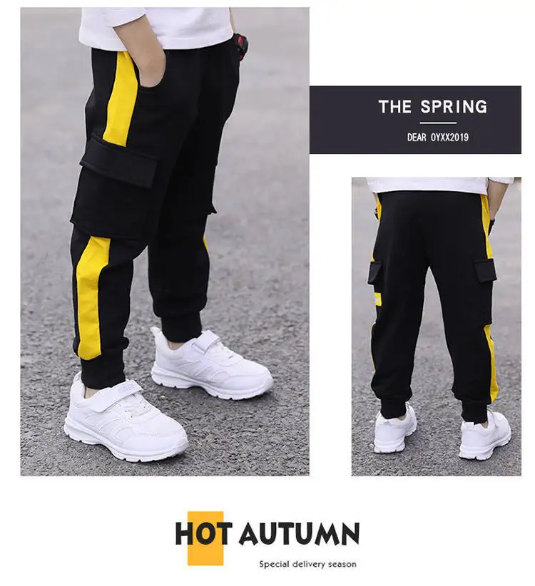 Children\'s pants 2024 spring and autumn handsome boys big pocket overalls boys casual pants sports trousers 4-10 years old