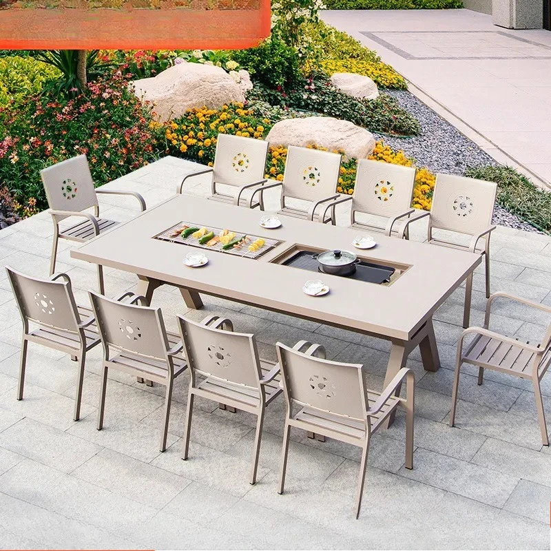 Outdoor Furniture Dining Set - طقم طعام خارجي من الألومنيوم المصبوب