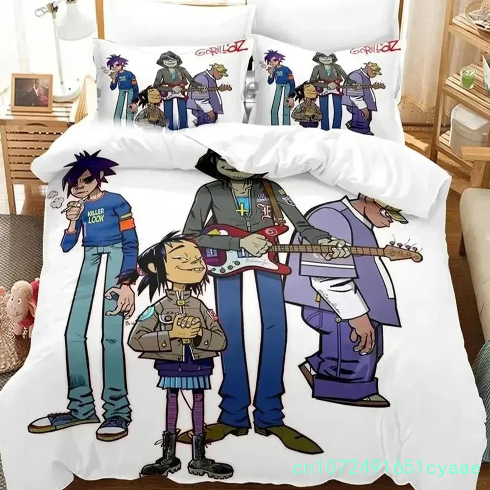 3D Print Music Gorillaz Bedding Set Duvet Cover Bed Set Quilt Cover Pillowcase Comforter King Queen Size Boys Adult Bedding Set