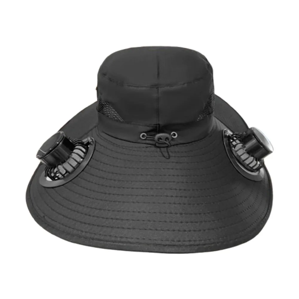 

Wide Brim Solar Fan Hat UV Resistant Large Eave Rechargeable Sun Hat Breathable Design with 2 Solar Fan Fisherman Hat Fishing