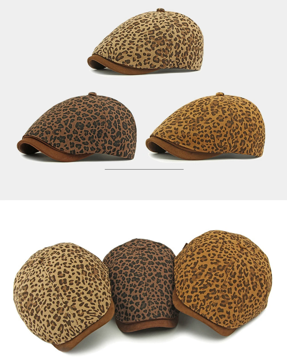 HT4791 Berets Frühling Herbst Hut Männer Frauen Leopard Achteckige Flache Kappe Künstler Maler Baskenmütze Hut Männlich Weiblich Einstellbare Baskenmütze Kappe – Detail 1