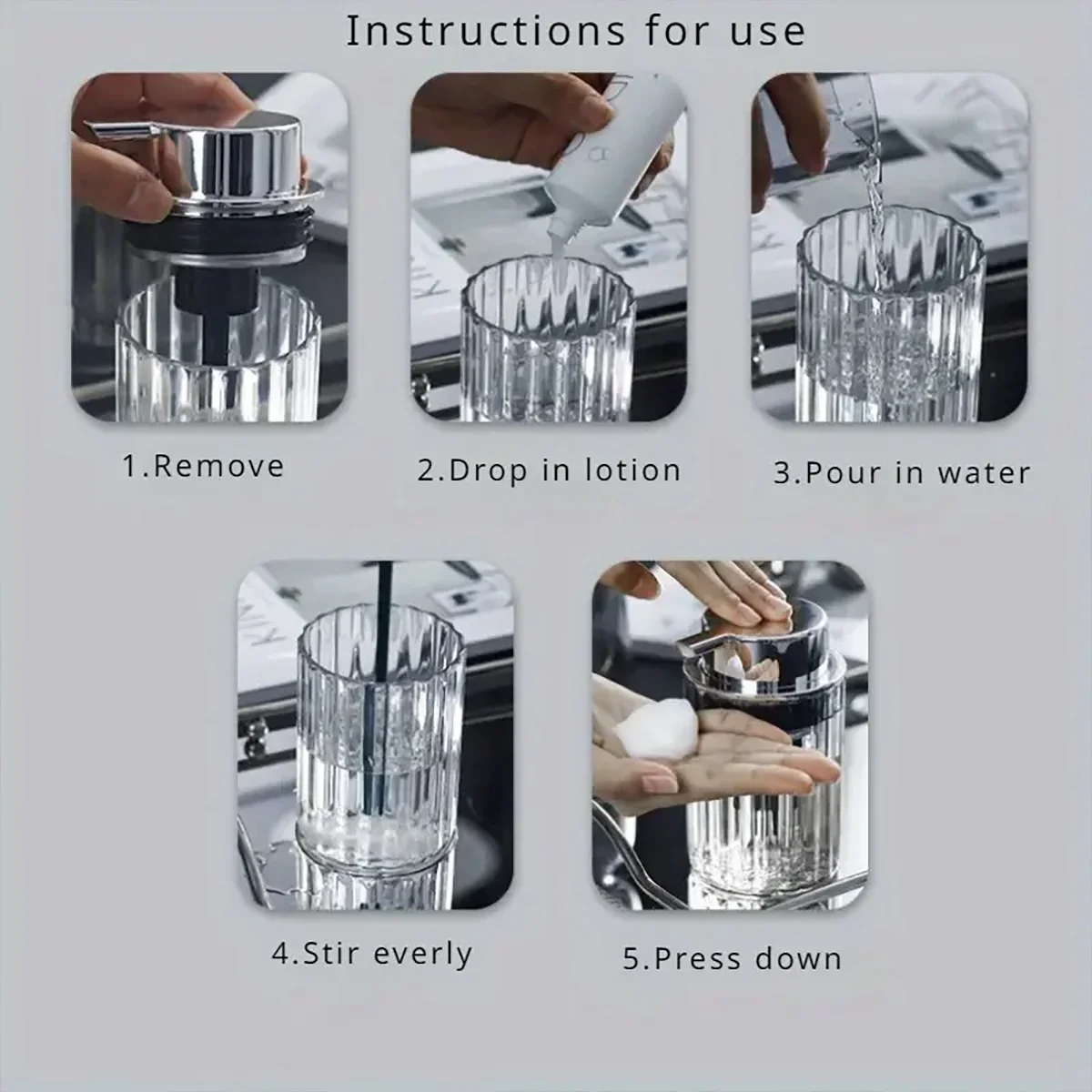 Dispenser di sapone schiumogeno premium da 1 pezzo: azione schiumogena senza sforzo, stile pressa durevole, ricaricabile e versatile per shampoo, doccia