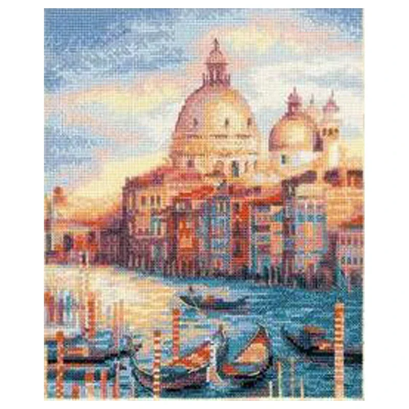 Amishop Top Quality Lovely Hot Sell Counted Cross Stitch Kit Venice Venise City Of Water Boat Bridge