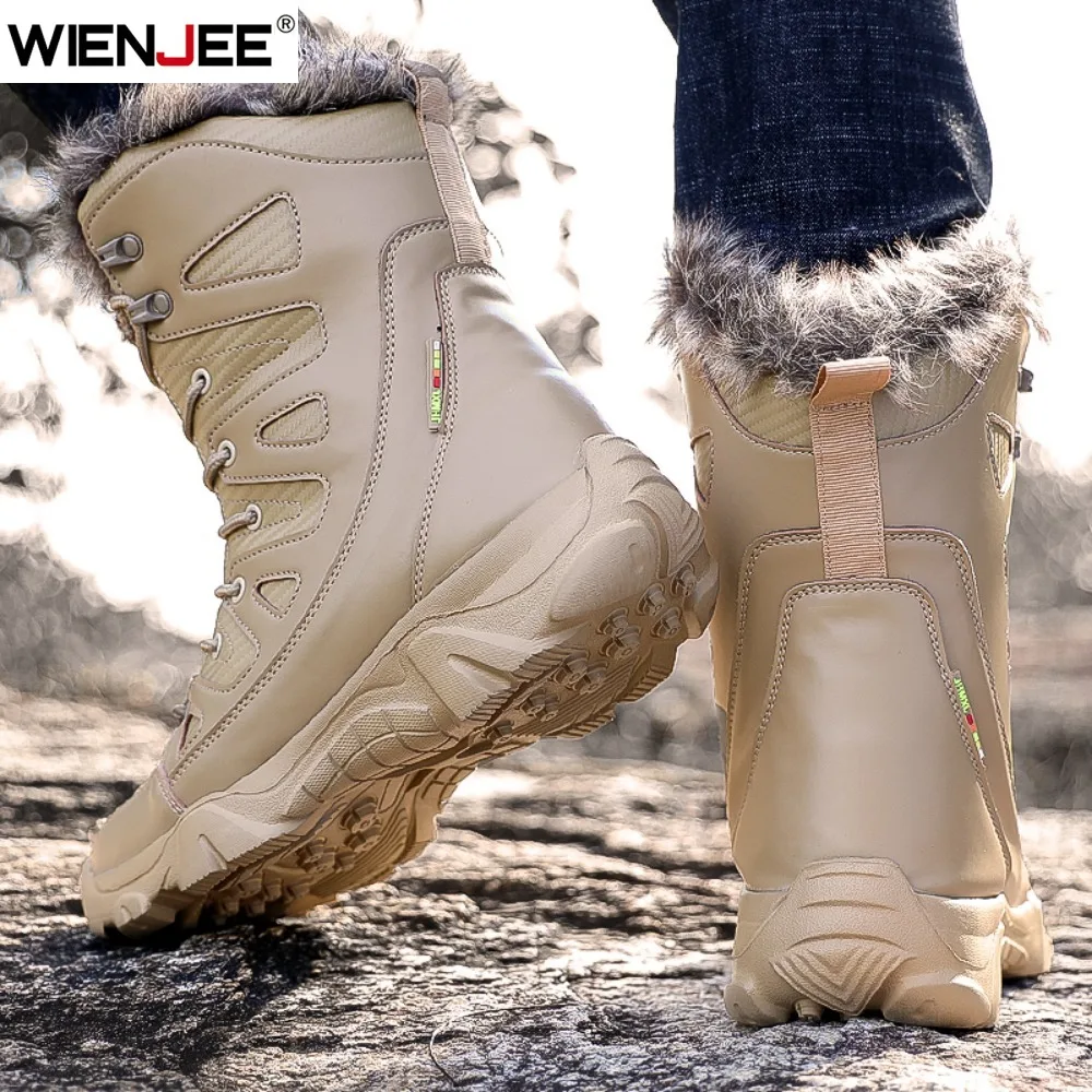 Winter Waterproof Men Boots Plush Super Warm Snow Boots Men Sneakers Ankle Boots Outdoor Men's Desert Boots Botas Hombre view 6