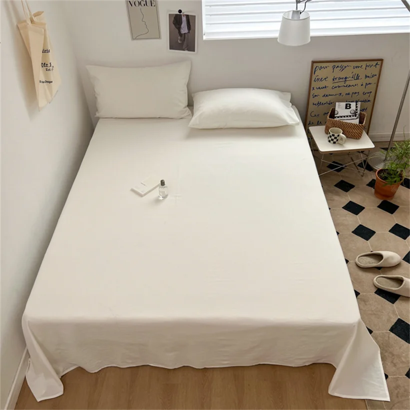 100% 순면 침대 시트, 북유럽 그리드 패턴, 부드러운 편안함, 베갯잇 없는 가정용 섬유, 멀티 사이즈 플랫 시트, 1pc