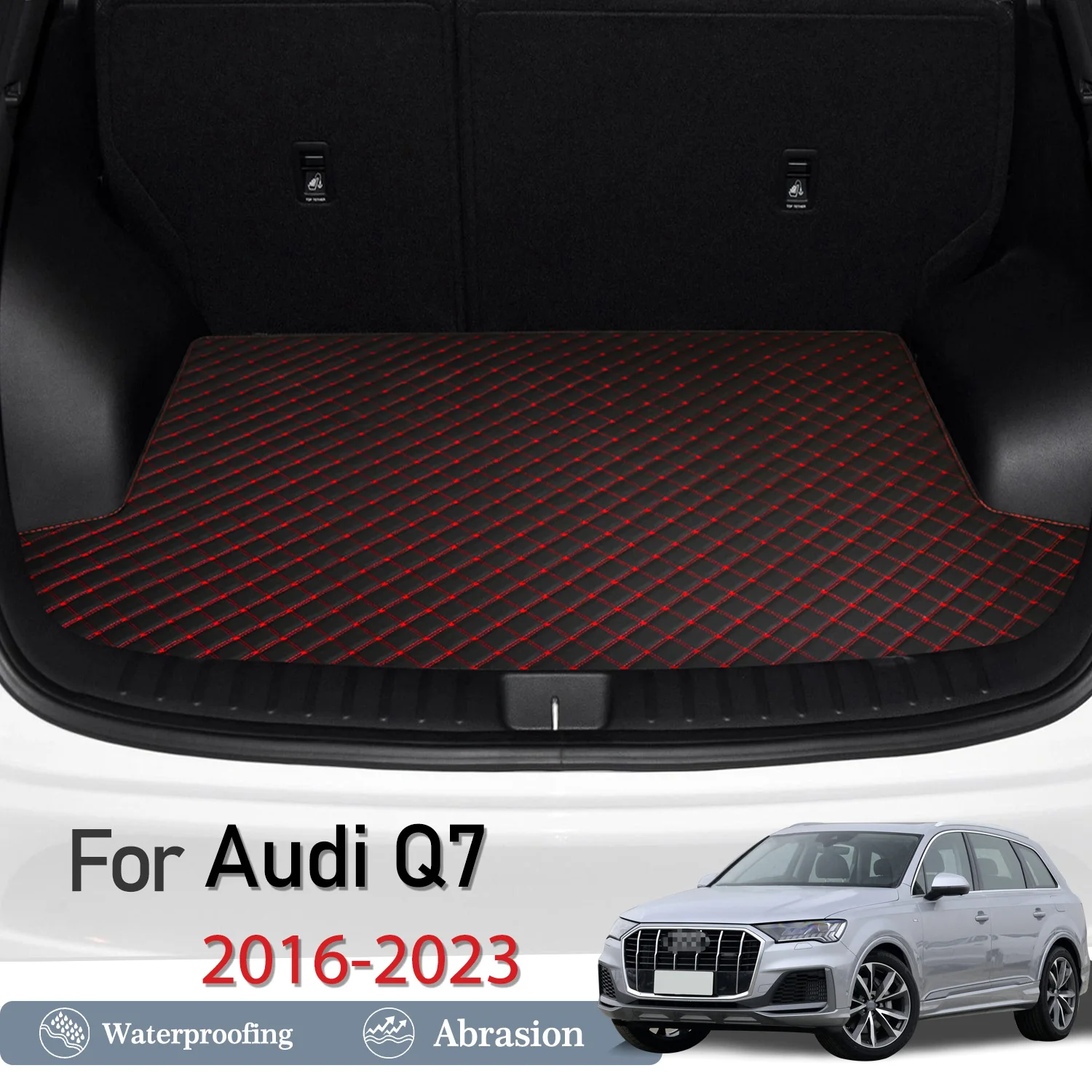 

New Artificial Leather Car Trunk Mat Rear Trunk Cargo Protective Mat Car Interior Accessories For Audi Q7 2016-2023