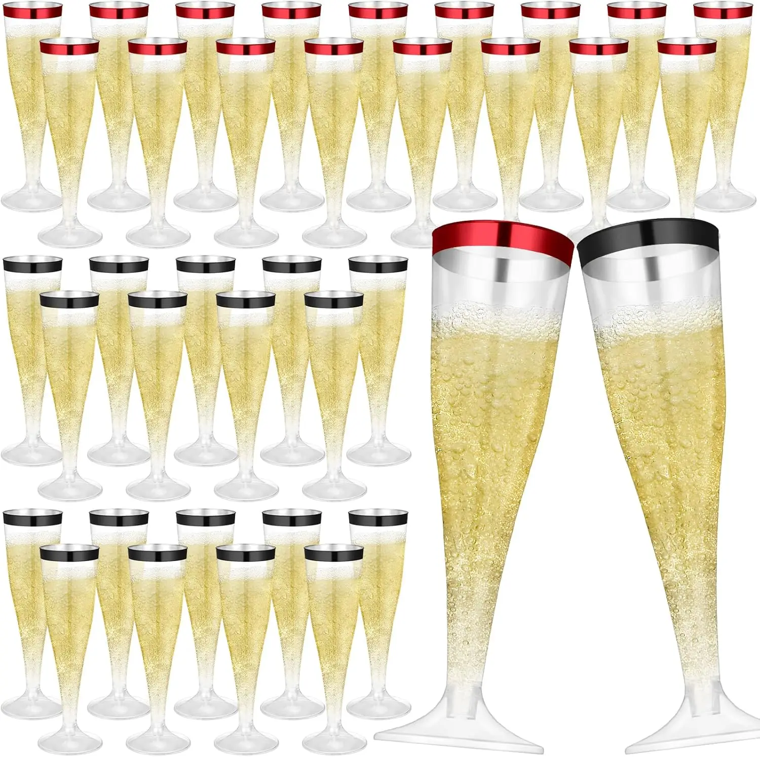 

36 шт. прозрачные пластиковые флейты для шампанского, 4,5 унции, одноразовые стаканы для тостов на свадьбу, Рождество, Хэллоуин, день рождения (Blac)