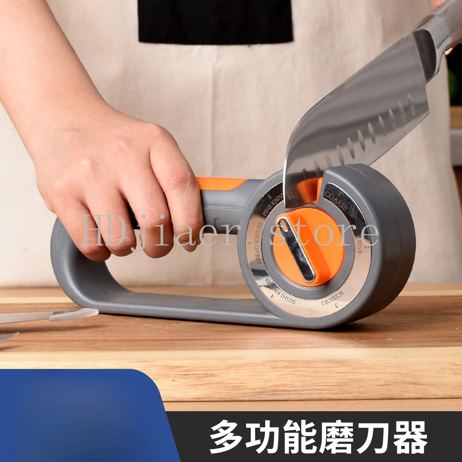 

6-in-1 Multi-Functional Diamond Knife Sharpener - High-End Home Use, Manual Quick Fixed-Angle for Kitchen Knives & Scissors