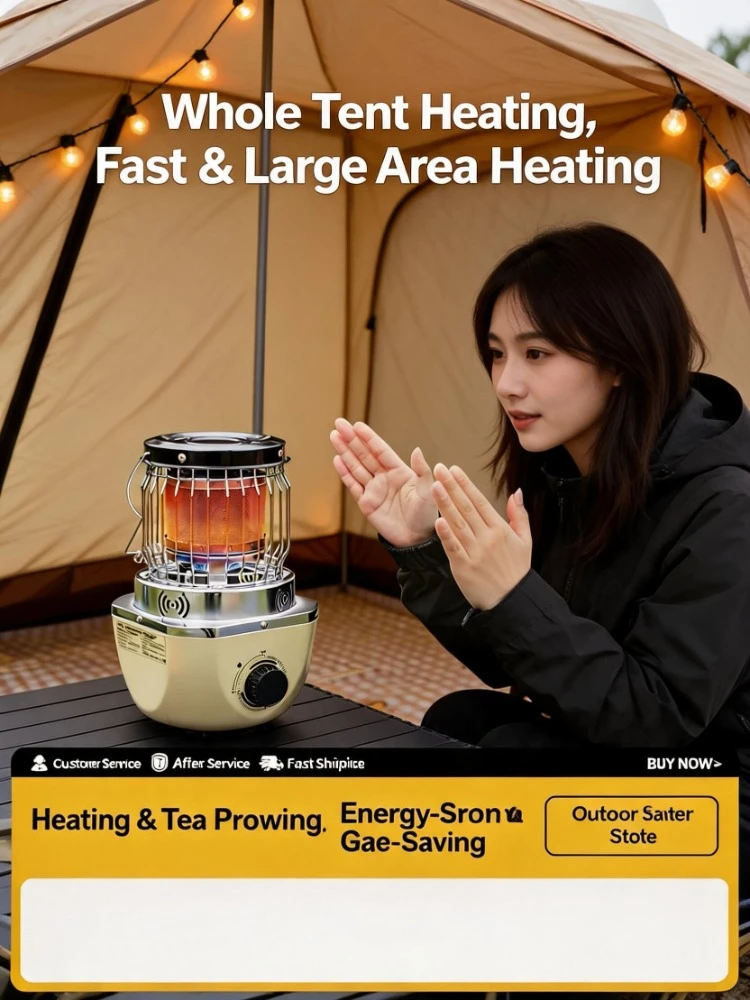 Portable Cassette Gas Vaporized Heating Stove Multifunctional Furnace for Tent Indoor Home Outdoor Camping Winter Warm