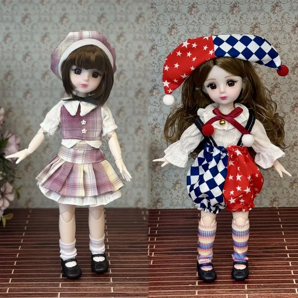 Mini bonecas com roupas 30cm boneca bjd olhos 3d vestir-se articulações removíveis boneca bonito articulações removíveis 1/6 bonecas bjd presente de aniversário