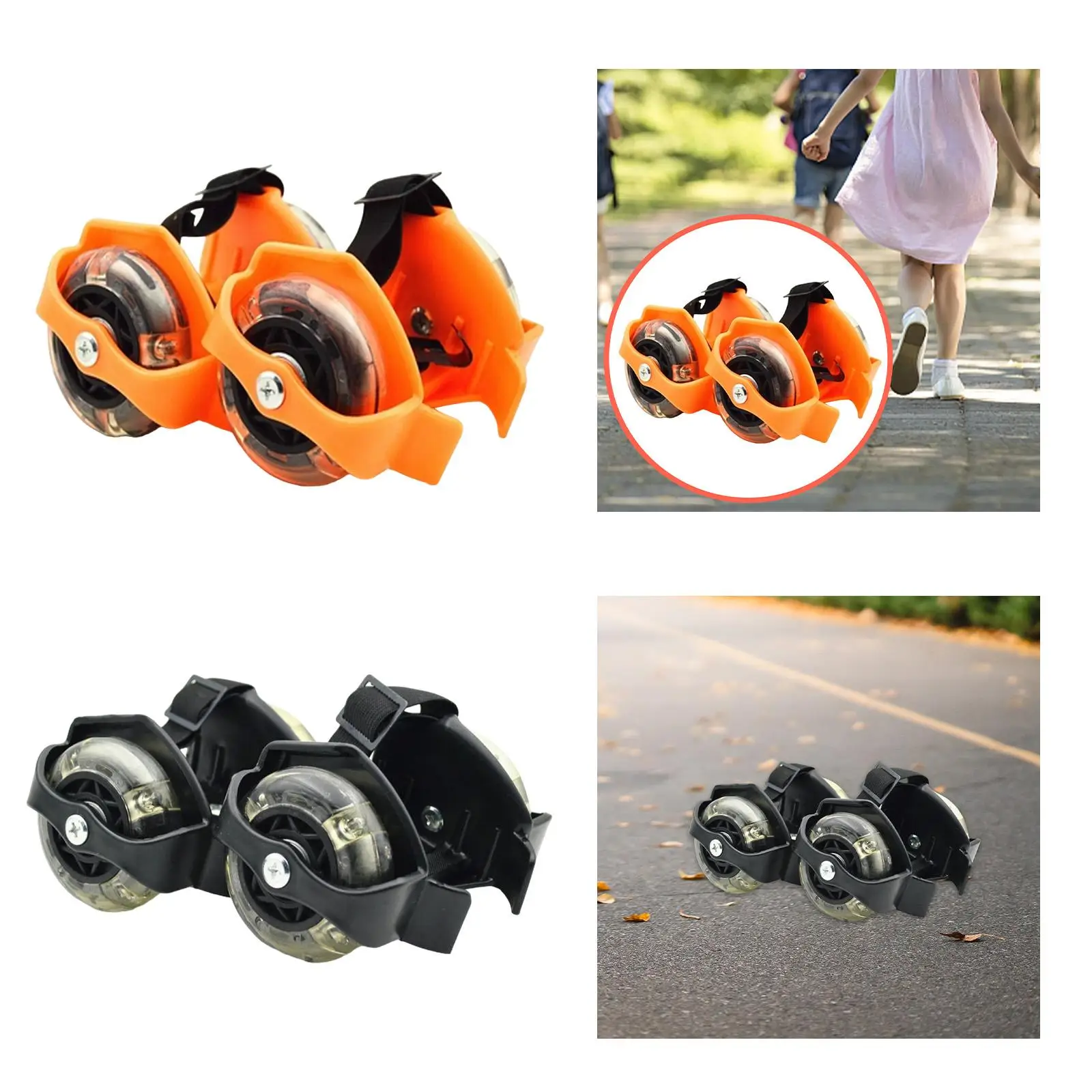 Heel Wheels with Lights Glowing Heel Wheels Rollers Wheel Shoes Roller Skating Adjustable Skating Shoes for Kids Child Boys