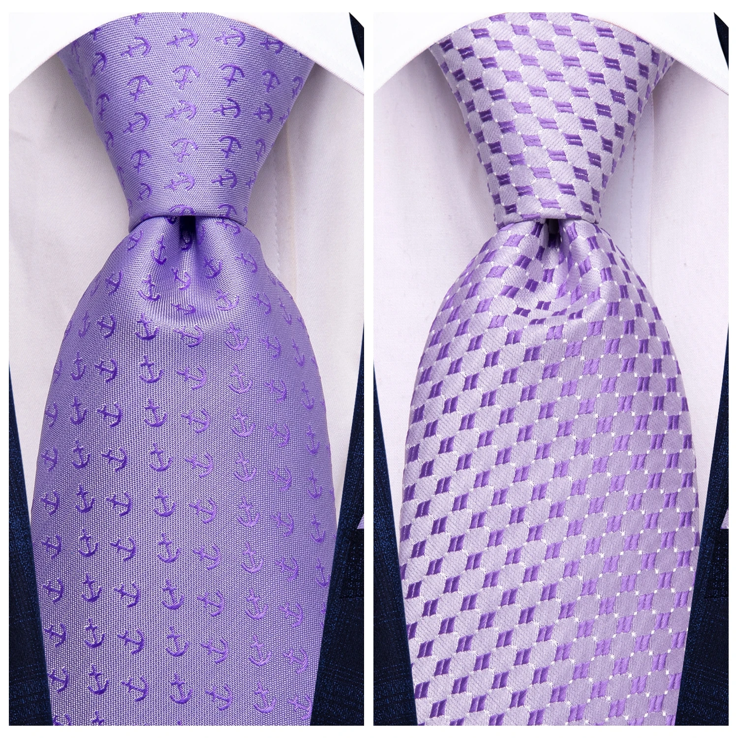 

Hi-Tie Voilet Lilac Dot Novelty Men Elegant Necktie Handkerchief Cufflinks for Tuxedo Fashion Classic Silk Luxury Tie for Man
