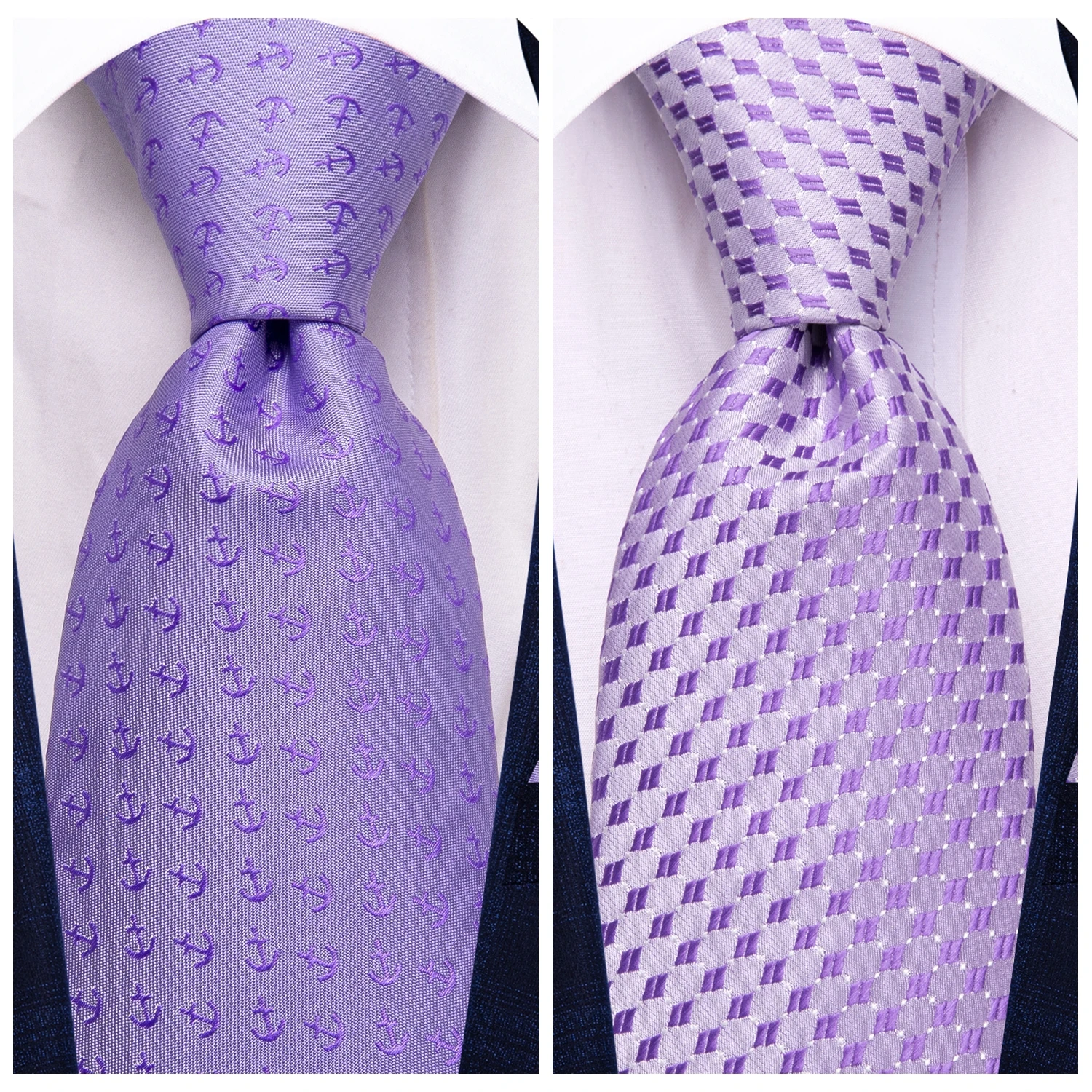 Hi-Tie Purple Floral Novelty Men Elegant Necktie Handkerchief Cufflinks for Tuxedo Fashion Classic Silk Luxury Tie for Man