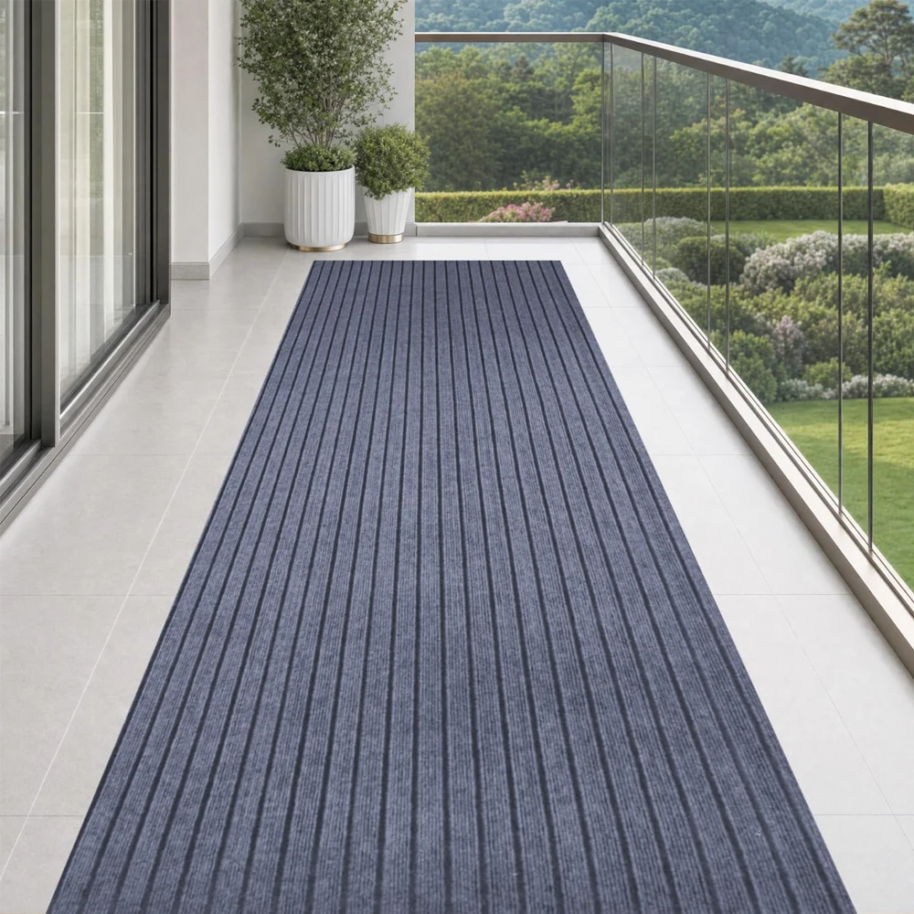Non-slip rubber-backed carpet, indoor/outdoor subtle style, hallway, kitchen, patio, deck area, RV, entrance walkway, garage