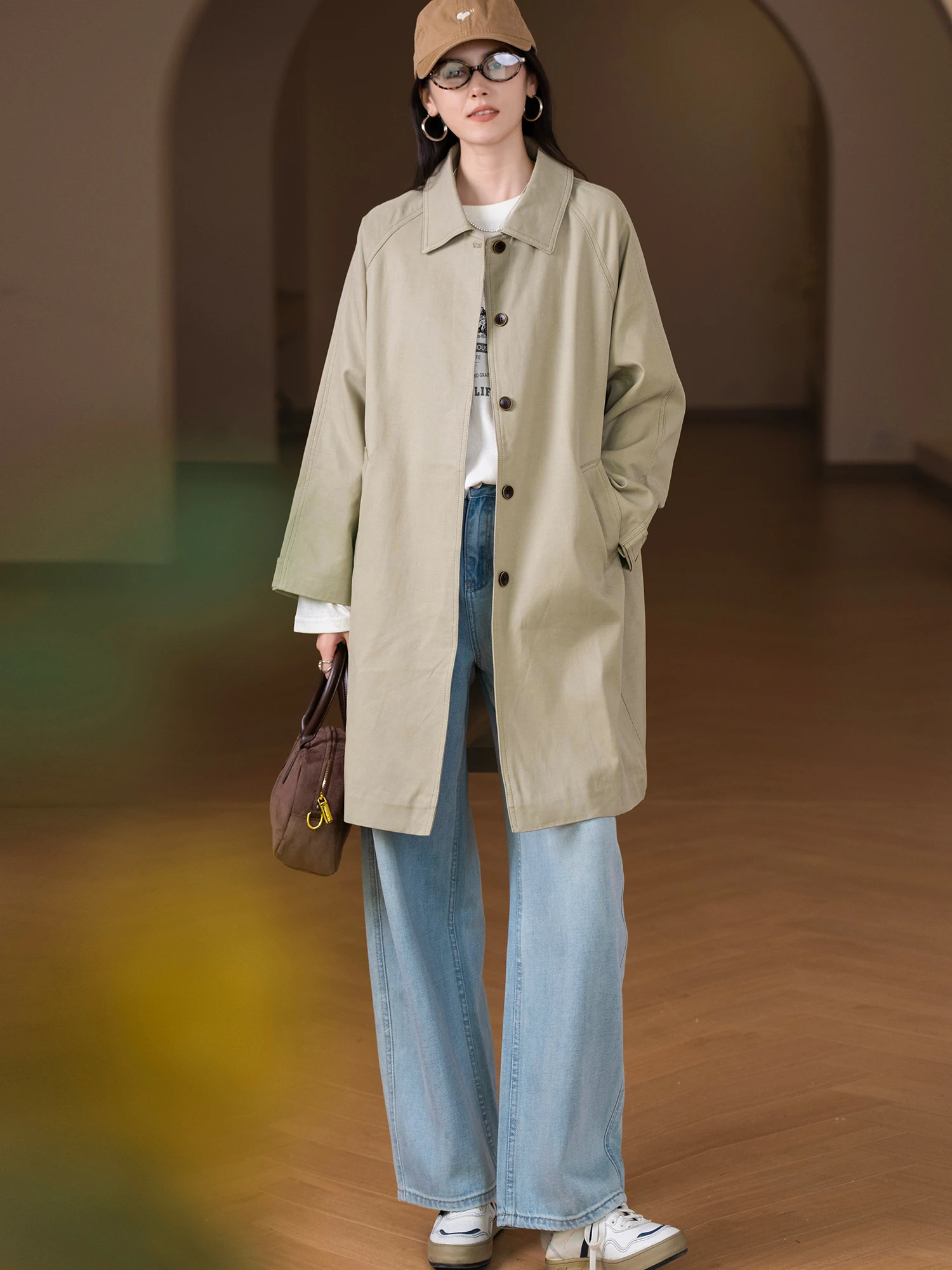 Handmade Casual Style Long Sleeve Shirt Collar Slimming Windbreaker Korean Version Loose Fit D2273 Women's Autumn Coat