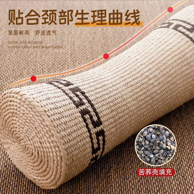 Premium Handwoven Natural Grass & Rattan Cervical Support Pillow, Therapeutic Sauna Sleeping Aid for Adults, Breathable Comforts