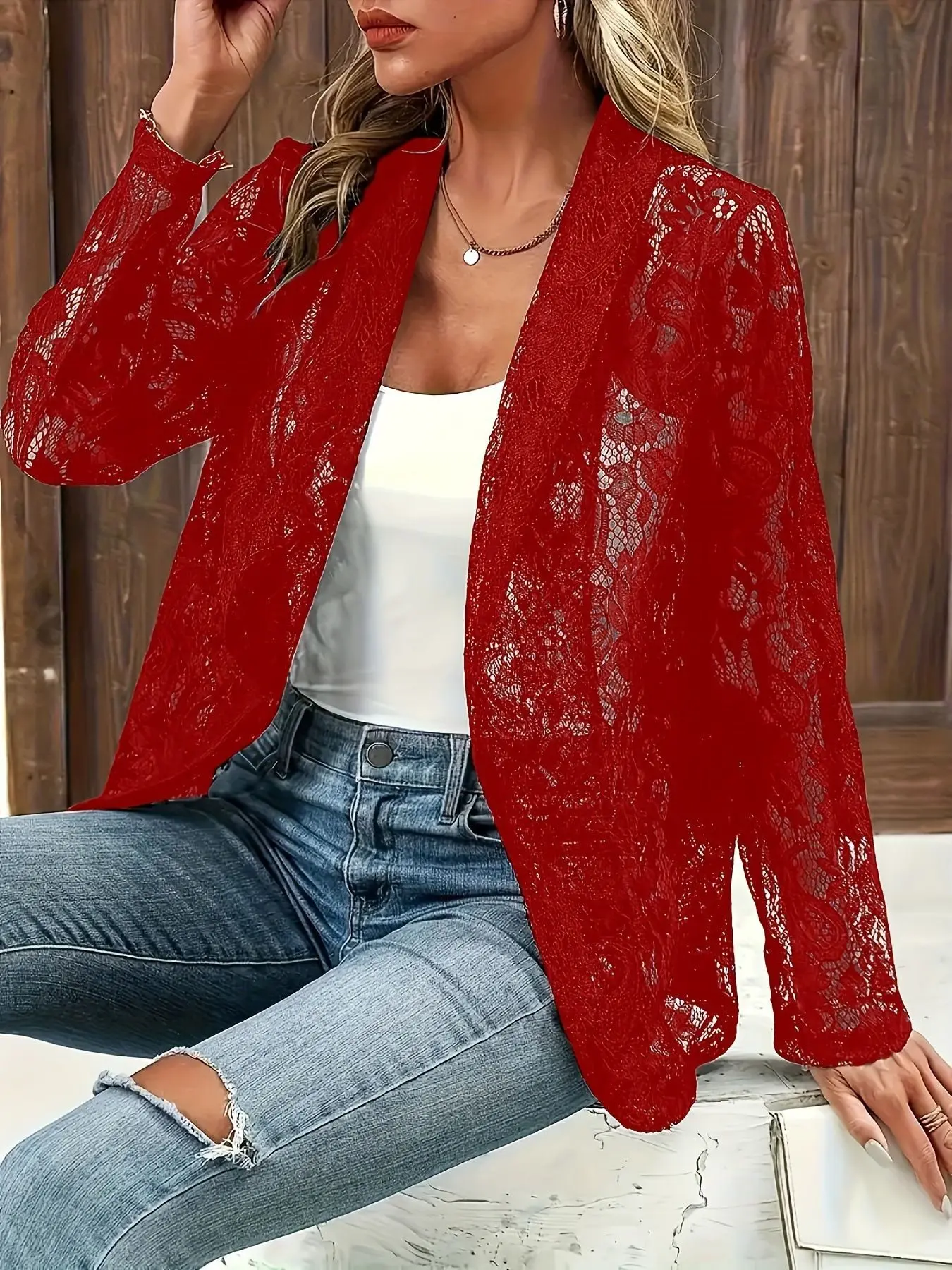 

2024 Cardigan European and American Spring Summer Small Suit Stylish Versatile Solid Color Lace Shirt Coat Small Fragrant Style