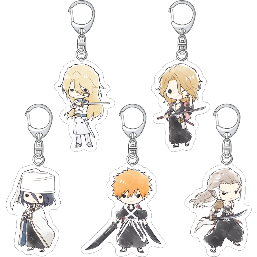 55MM Anime BLEACH‌ Figure Kurosaki Ichigo Ishida Uryu Aizen Sousuke Kuchiki Byakuya Abarai Renji Acrylic Key Chain Cute Gifts