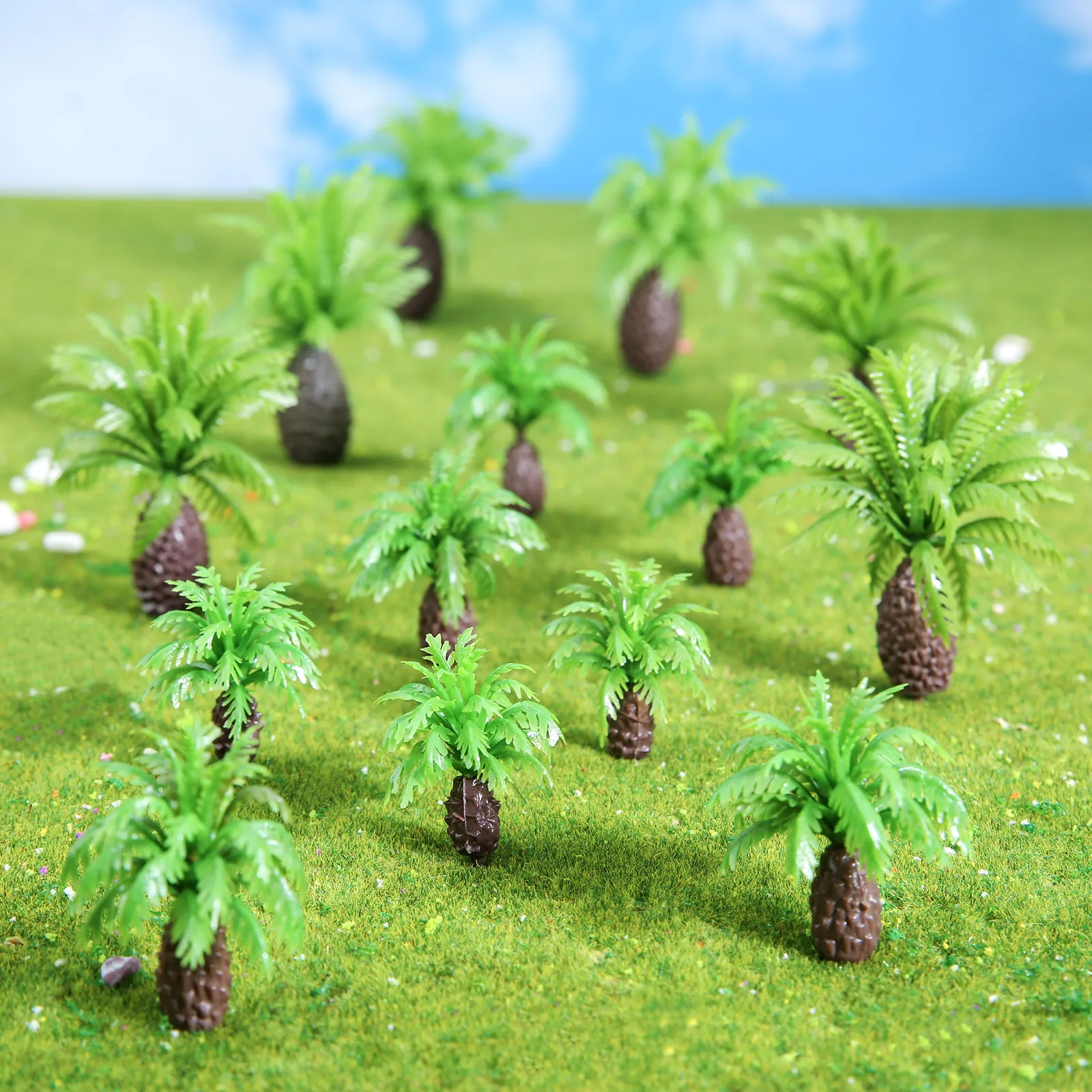 20Pcs Coconut Palm Trees Model 4/4.5/7/8cm Artificial Layout Rainforest Diorama Model Railways Architecture Landscape Scenery