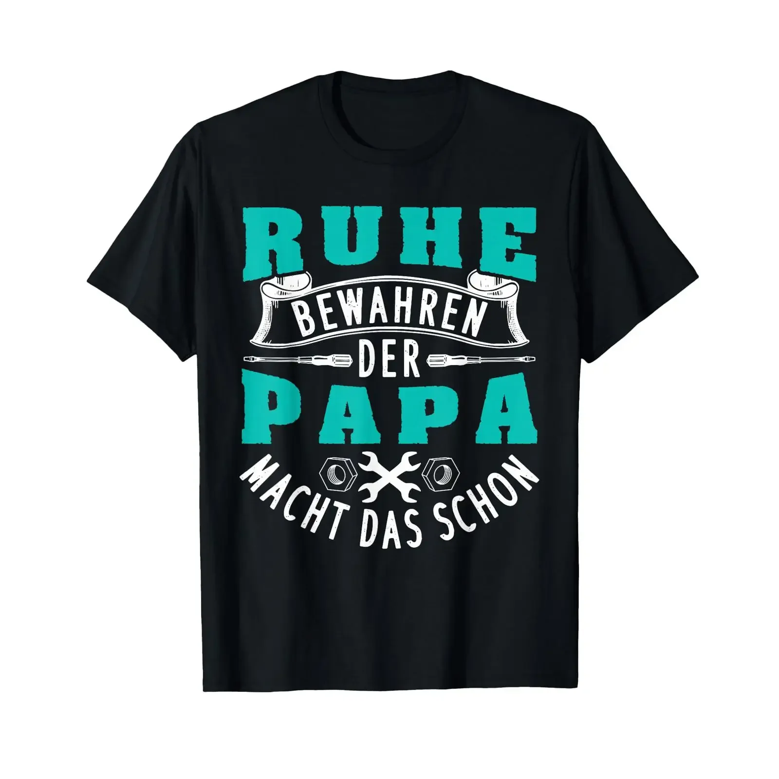 Camiseta con texto en alemán quot Ruhe halten Calm Keep Your Dad Makes The vintage Washed, ropa de calle transpirable y elegante