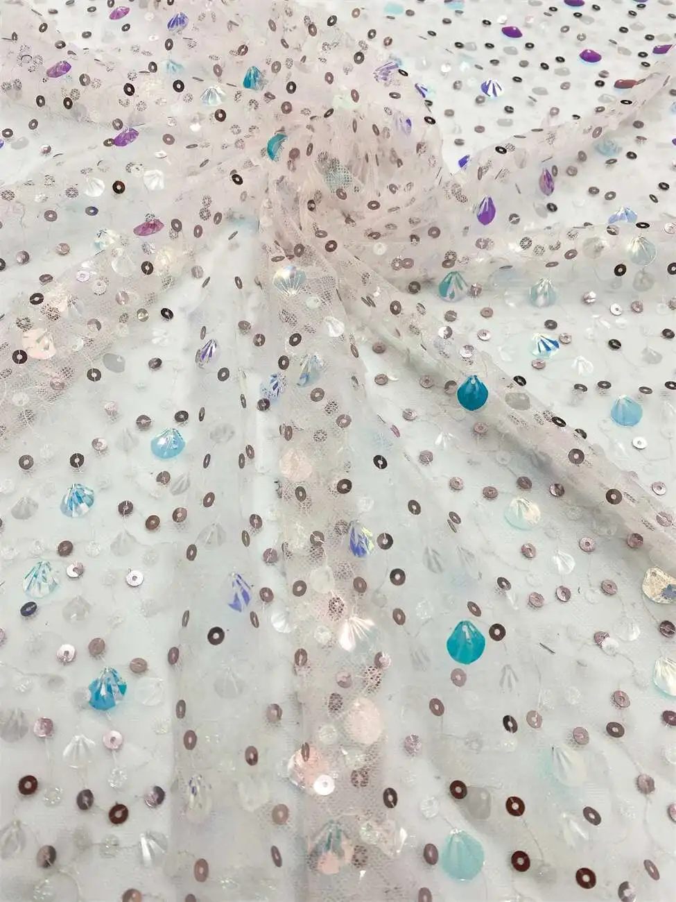

African French Mesh Lace Fabric 2025 High Quality Sequins Net Embroidery Nigerian Lace Fabric For Women's Wedding Party Dresses