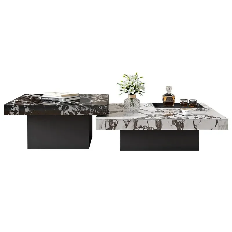 #Home Italian minimalist rock slab coffee table light luxury living room household marble small apartment square high and low co