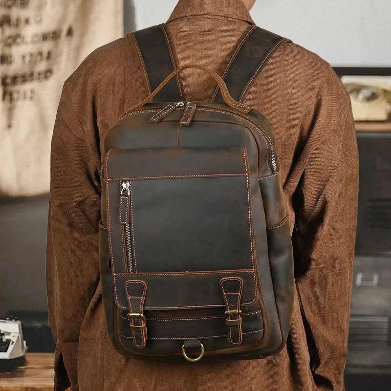 Genuine Leather Business Backpack for Commuting