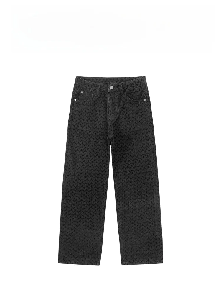 

Faionable Luxury Bla Embroidered Men's Jeans Straight Leg Casual Pants Quali Fabric Mid-High Waist Slim Fit Jeans