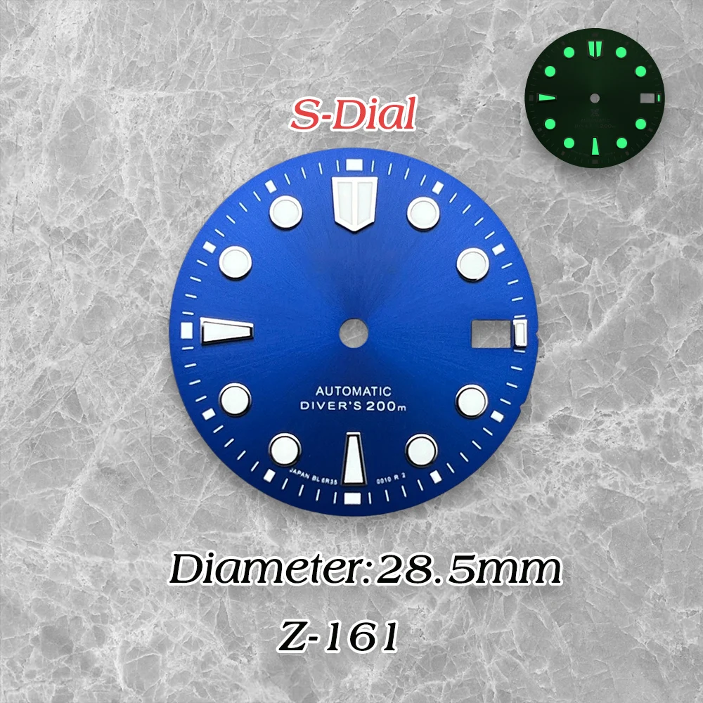 High Quality 28.5mm S Logo NH35 Sunray Dial Green Luminous  For NH35/NH36/4R/7S Movement  NH35 Modificat Accessories  ﻿ ﻿ ﻿