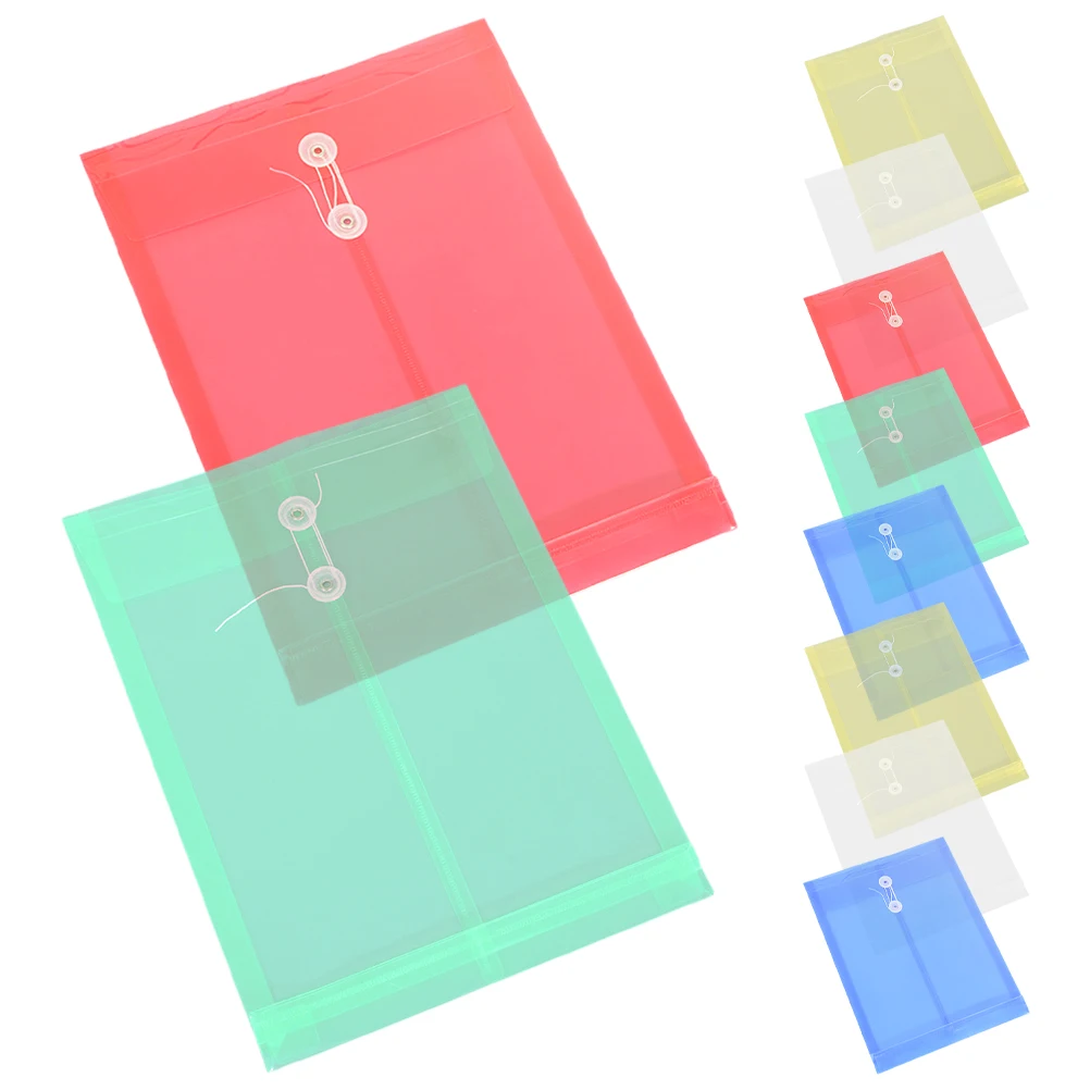 

10pcs A4 Transparent PP File Folders Document Organizer with String Closure for School Office Storage Plastic Envelope Folder