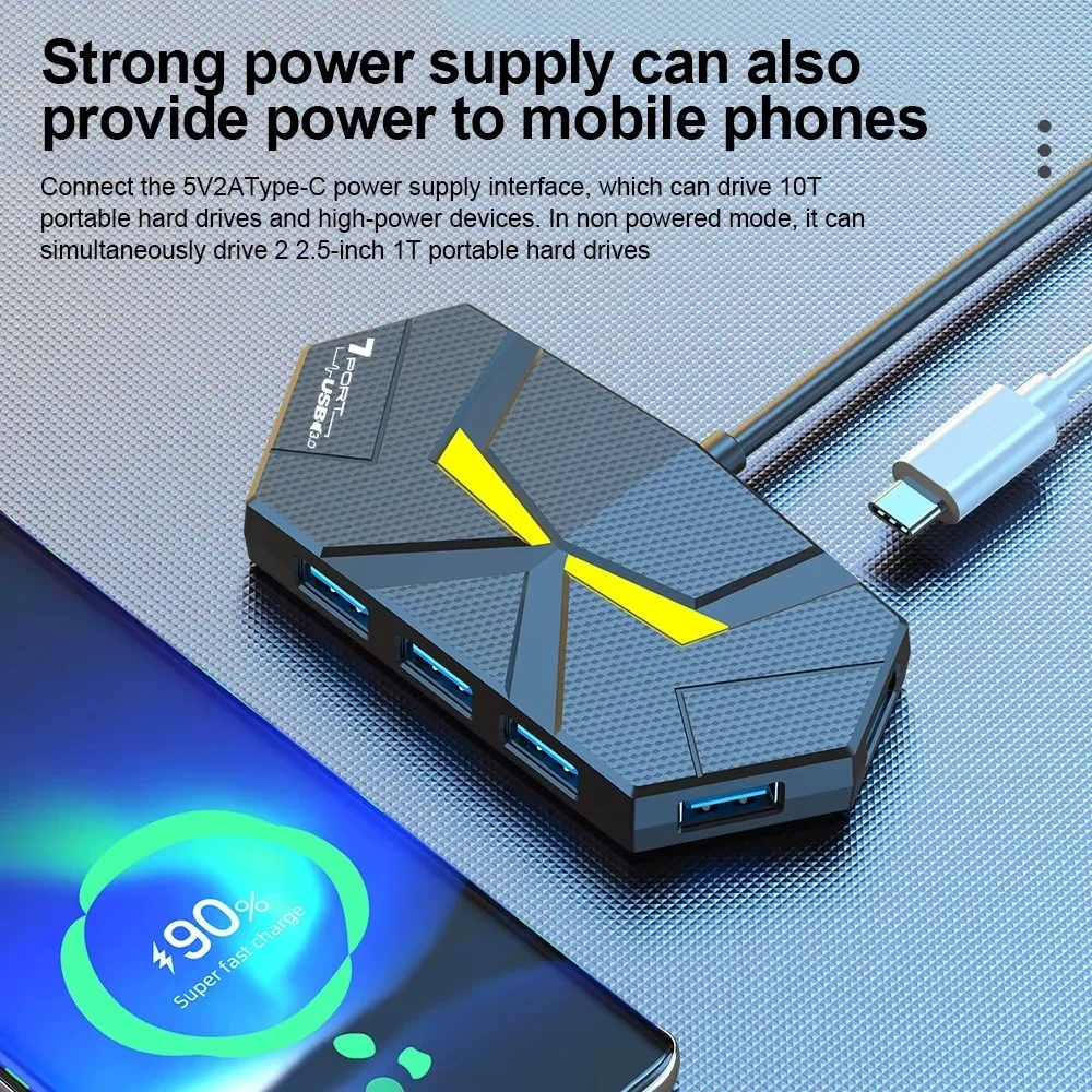4/7 Ports USB Docking Station 5Gbps High Speed Transmission USB Splitter USB 3.0 HUB Adapter PD Power Supply For Laptop Computer