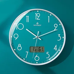 12 Inch Living Room Wall Clock, Silent Quartz Clock, Led Display, Furniture Decoration Wall Clock