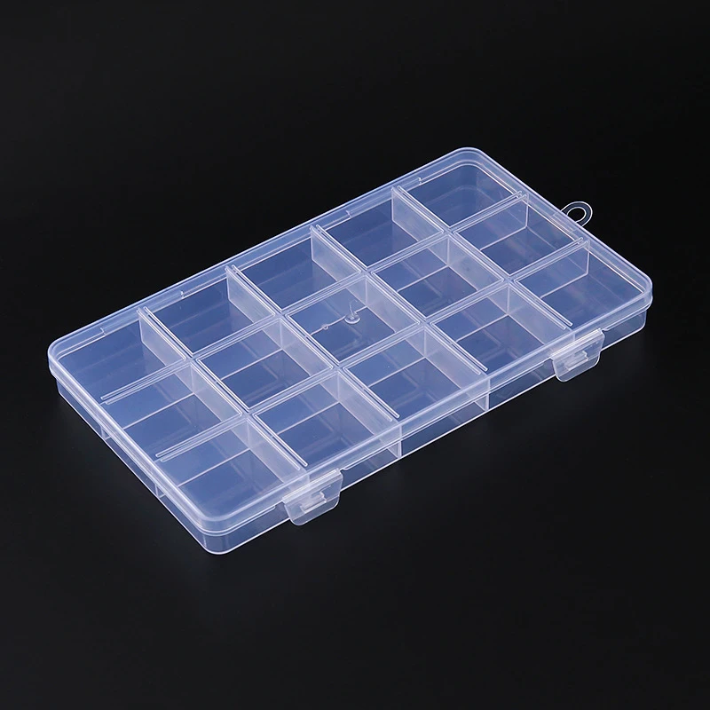 15Grid Valse Nageltip Transparante Lege Opbergdoos Nail Art Organizer Container Voor Sieraden Strass Manicure Box Accessoires