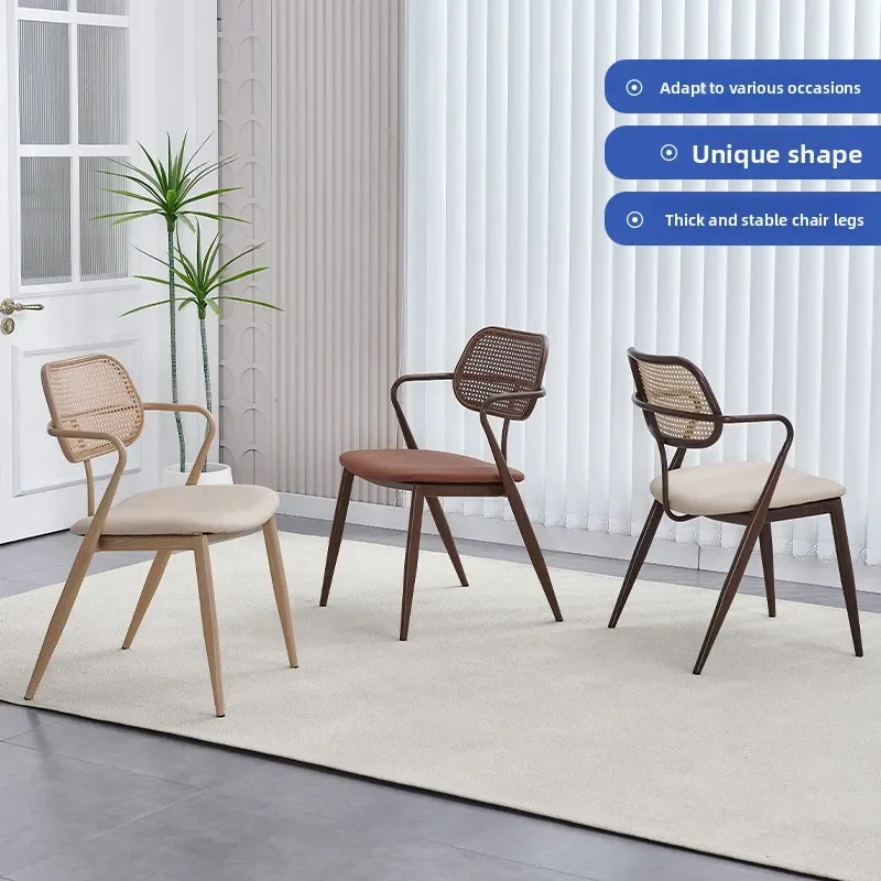 중세 등나무 의자 쌓을 수 있는 식사 의자 홈 등받이 책상 의자 카페 발코니 레저 의자 식탁 의자
