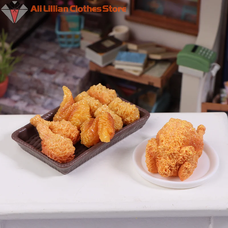 ⭐HOT❗ 1Set Mini Simulation Fried Chicken Miniatures Food Doll House Decor DIY Supply Model Food Ornament Toy Dollhouse Accessor